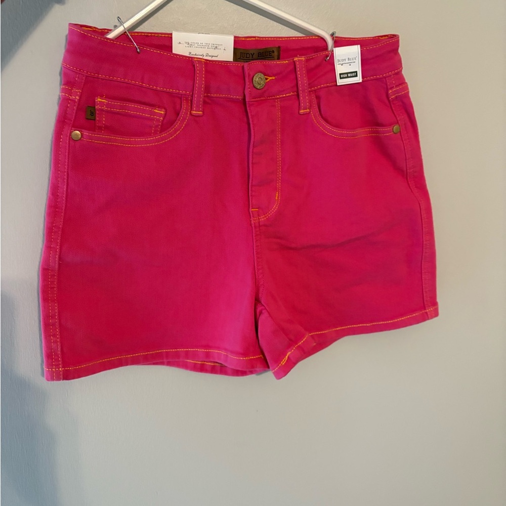 Judy Blue Pink Jean Shorts High-Waisted Denim